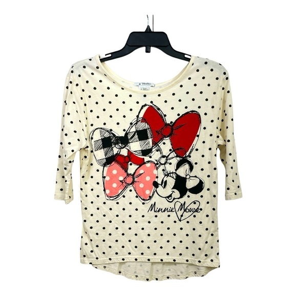 DISNEY PARKS Womens Minnie Mouse Polka Dot Tee With Bows Size M - Picture 1 of 5